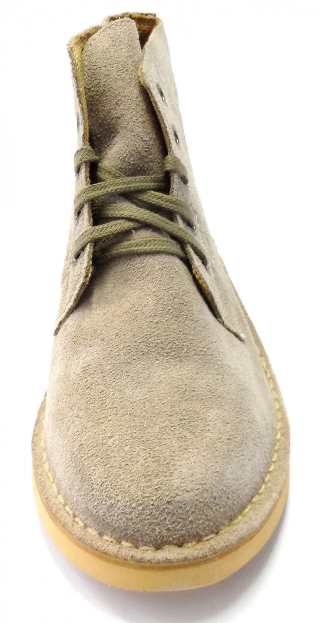 Roamers Beige 5 Eyelet Retro Mod Style Real Suede Desert Boots