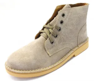 Roamers Beige 5 Eyelet Retro Mod Style Real Suede Desert Boots