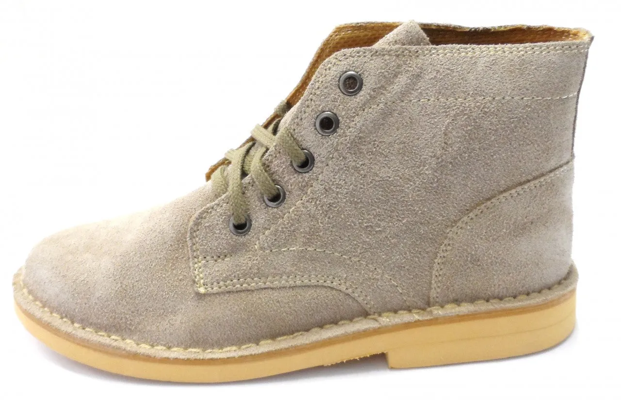 Roamers Beige 5 Eyelet Retro Mod Style Real Suede Desert Boots