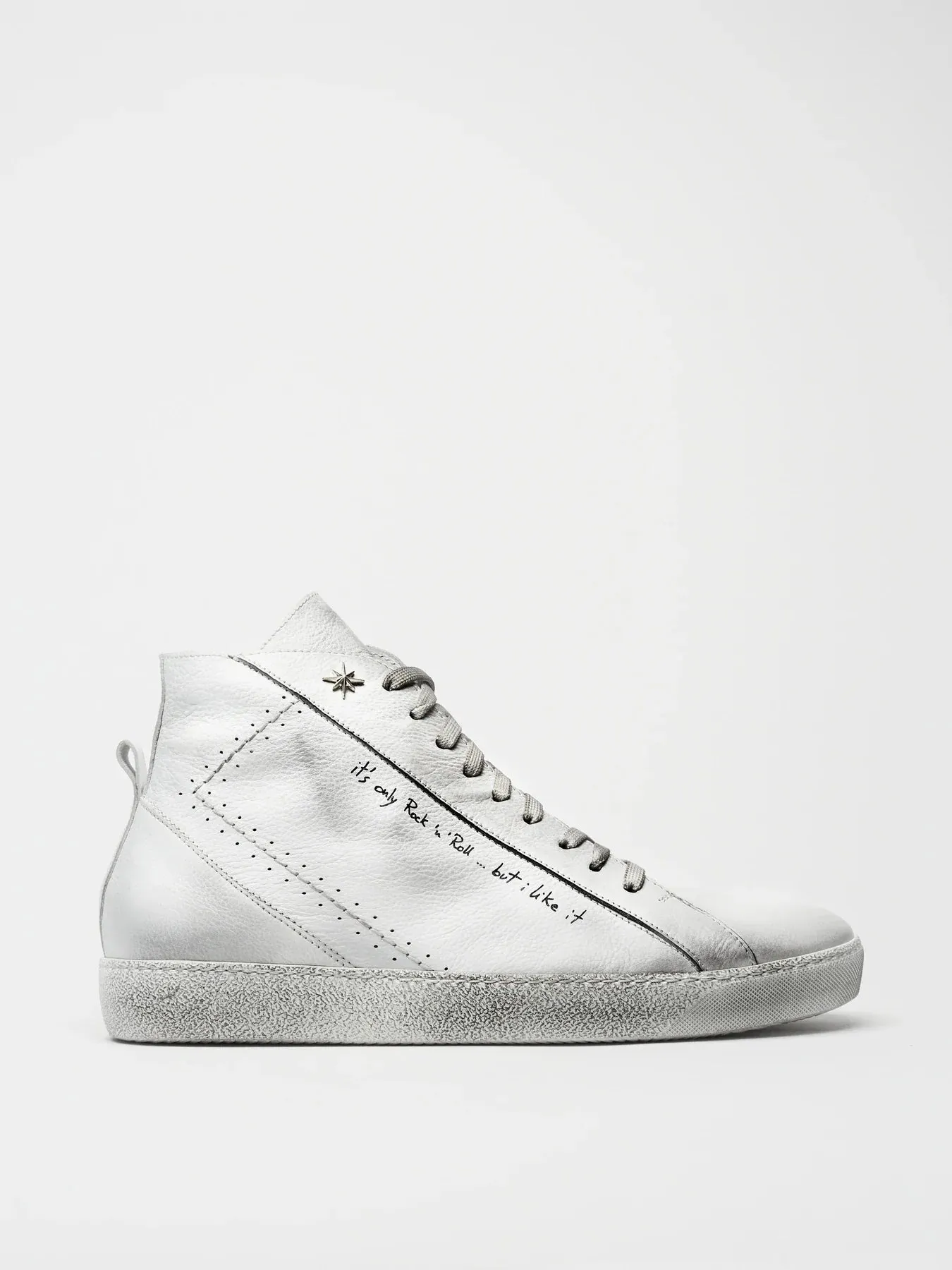 ROCKER SNEAKER HIGHT TOP IN DISTRESSED WHITE