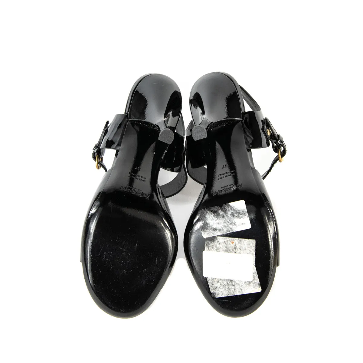 Saint Laurent Black Patent Leather Slingback Sandals Size 7 | EU 37