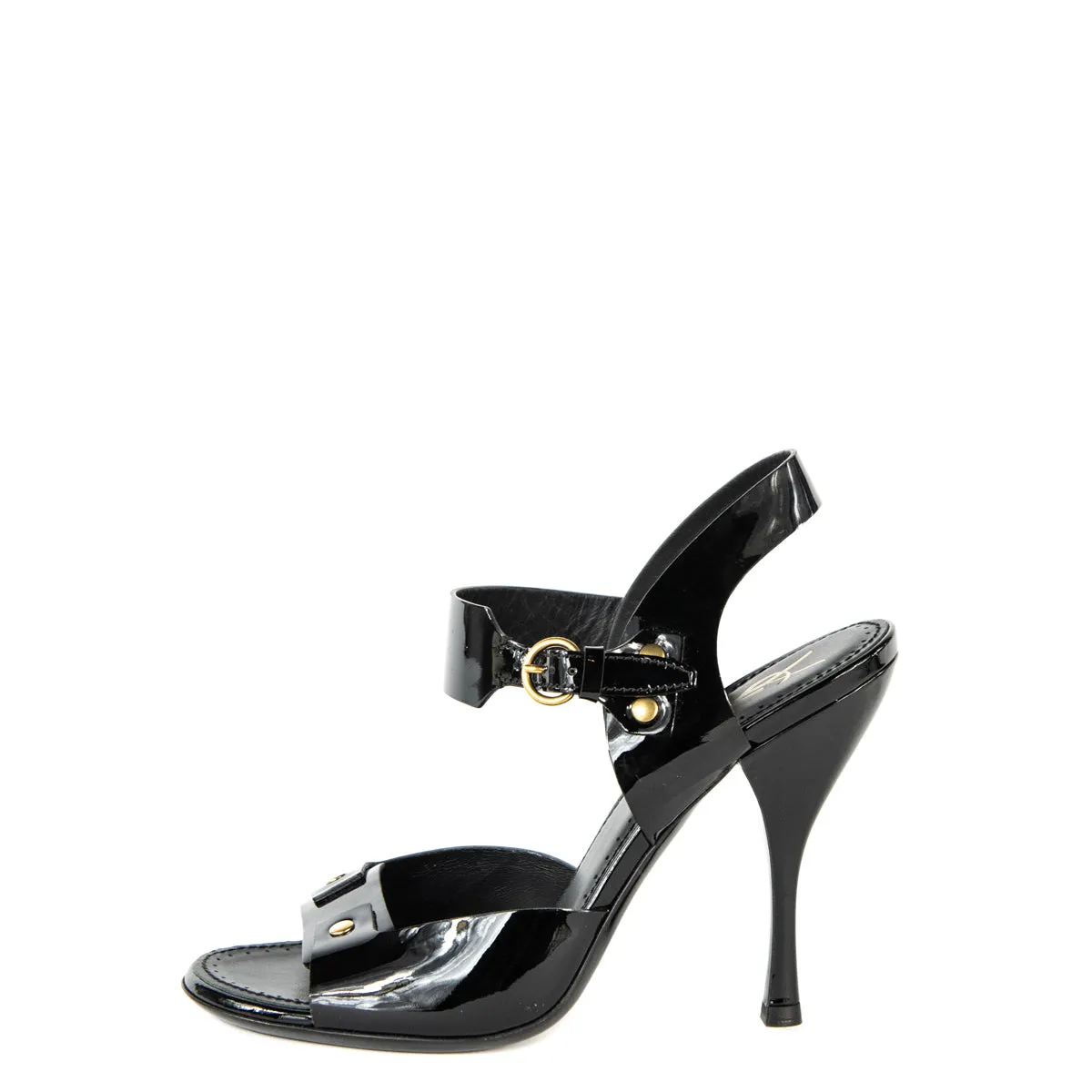 Saint Laurent Black Patent Leather Slingback Sandals Size 7 | EU 37