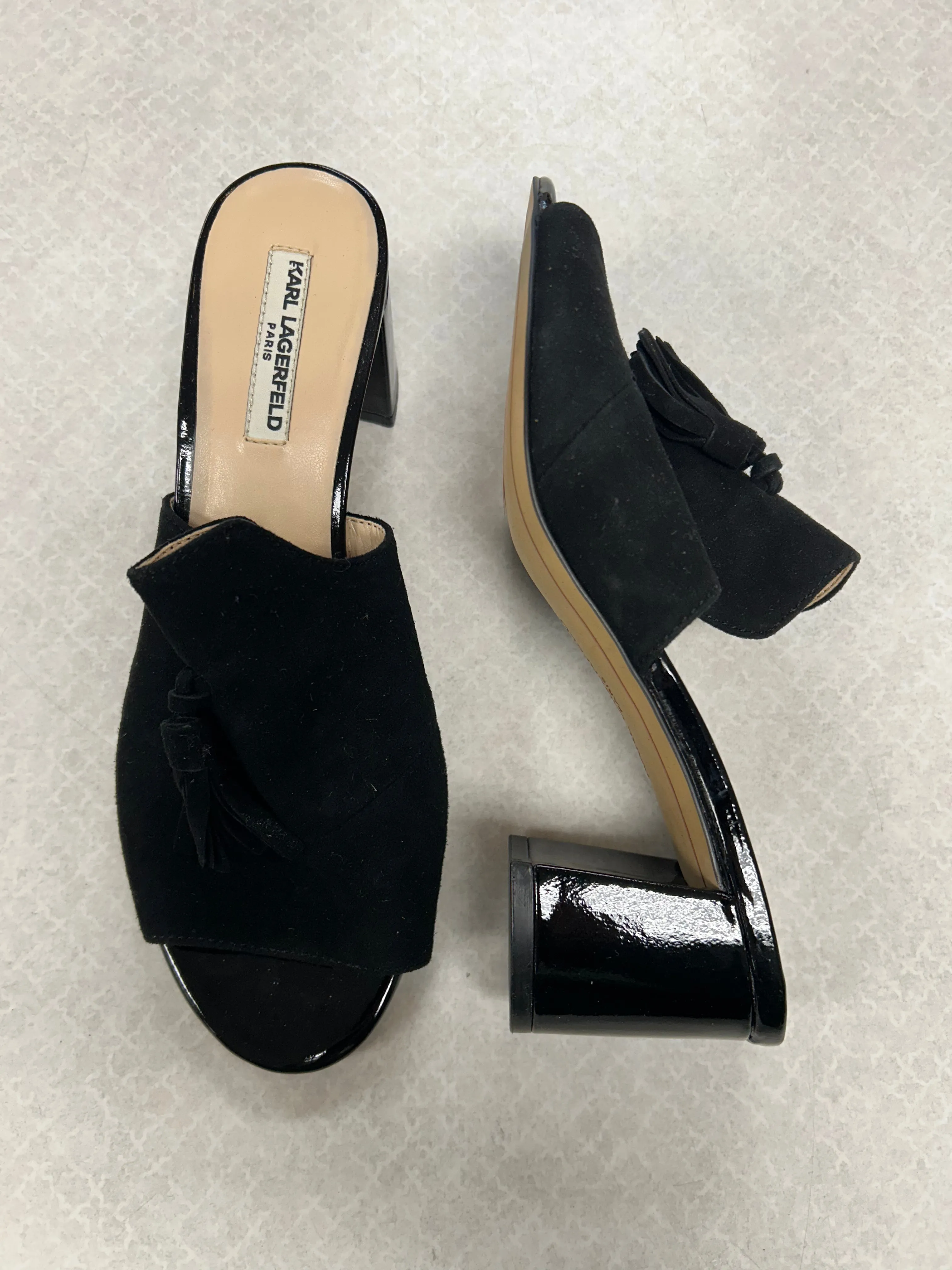 Sandals Designer By Karl Lagerfeld In Black, Size:6.5