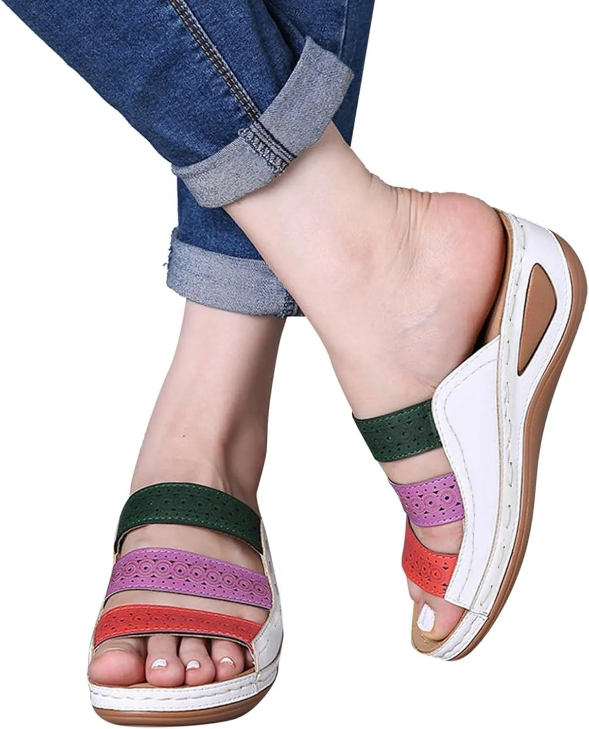 Sandals for Women Flatform Arch Support Lightweight Flip Flops Yoga Mat Thong Wedge Platform Shoes Quick Drying Non-Slip