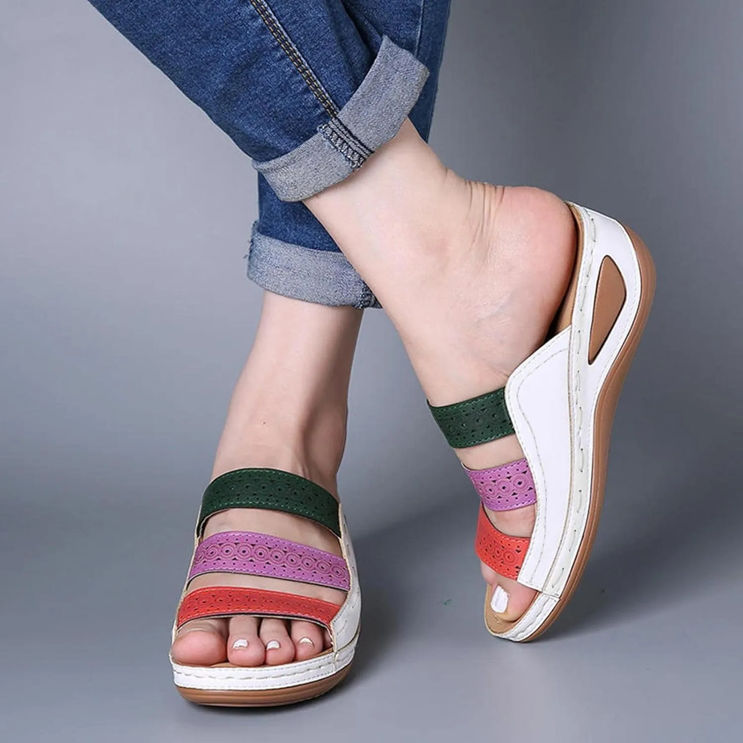 Sandals for Women Flatform Arch Support Lightweight Flip Flops Yoga Mat Thong Wedge Platform Shoes Quick Drying Non-Slip