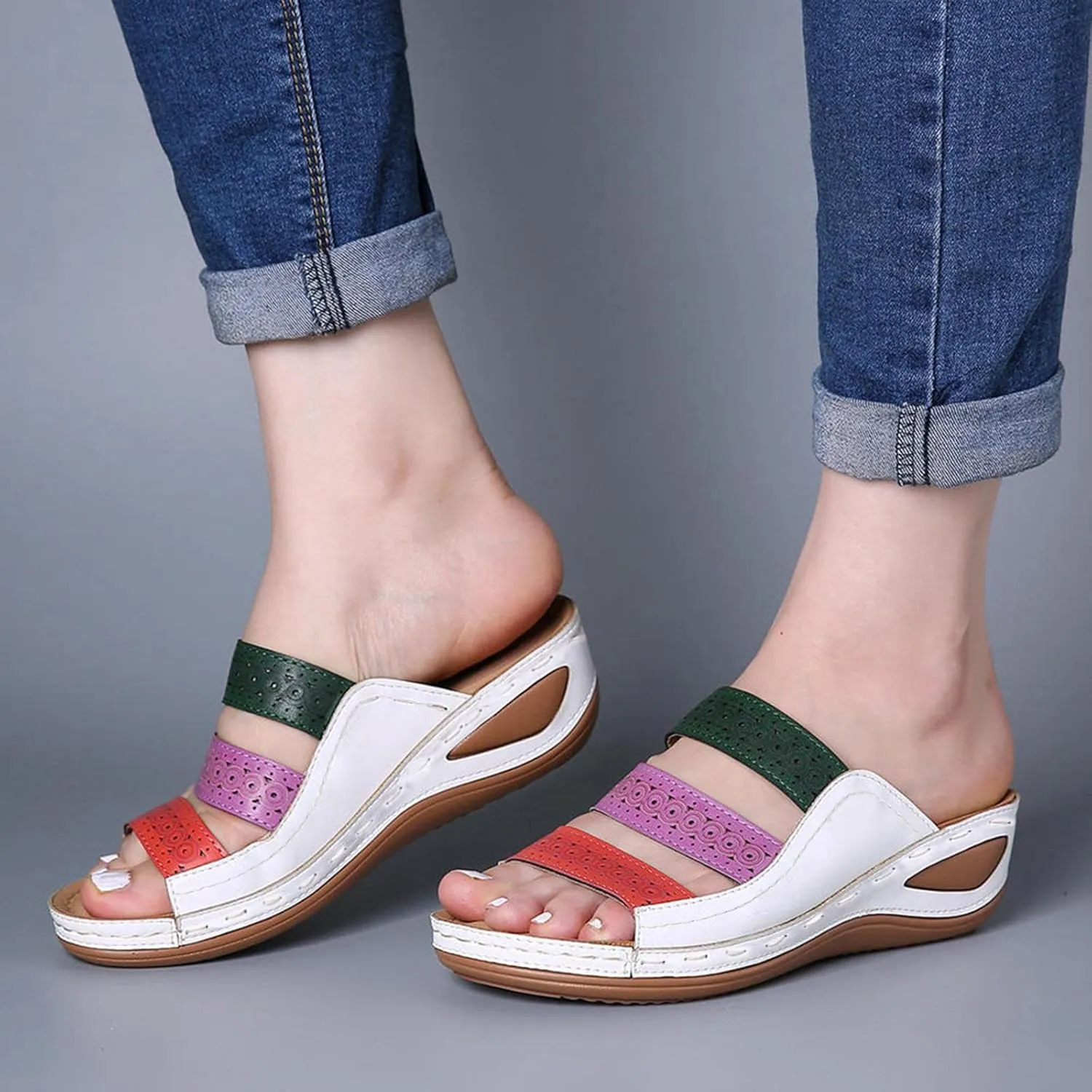 Sandals for Women Flatform Arch Support Lightweight Flip Flops Yoga Mat Thong Wedge Platform Shoes Quick Drying Non-Slip