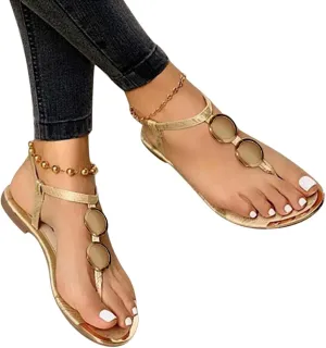 Sandals for Women Orthotic Arch Support Lightweight Yoga Mat Thong Flat Soft Bottom Flip Flops Breathable Slippers Slides Clip Quick Drying Cushion Shoes for arch field Ring Leather G98-Gold