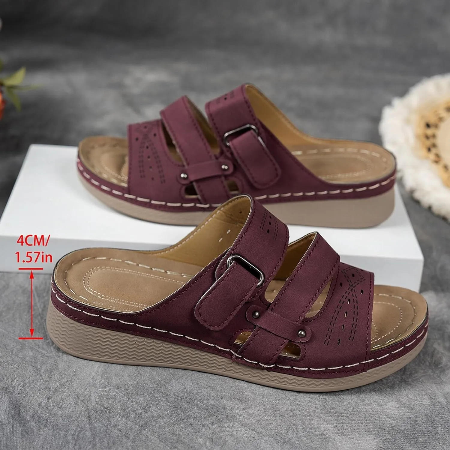 Sandals Women 2025 Dressy, Platform Sandals Women Fashion Wedges Mid Heels Open Toe Espadrilles Slip on Shoes