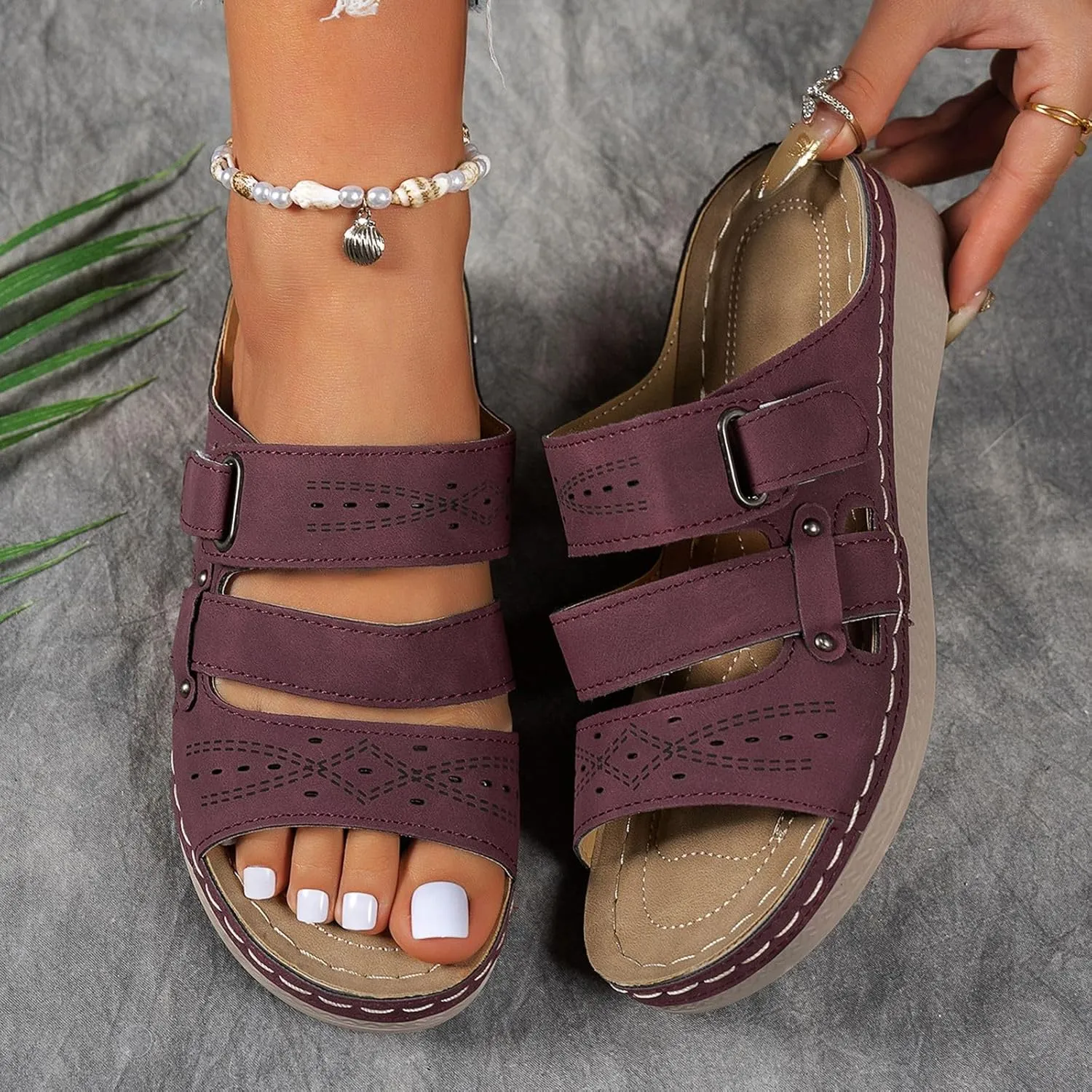 Sandals Women 2025 Dressy, Platform Sandals Women Fashion Wedges Mid Heels Open Toe Espadrilles Slip on Shoes