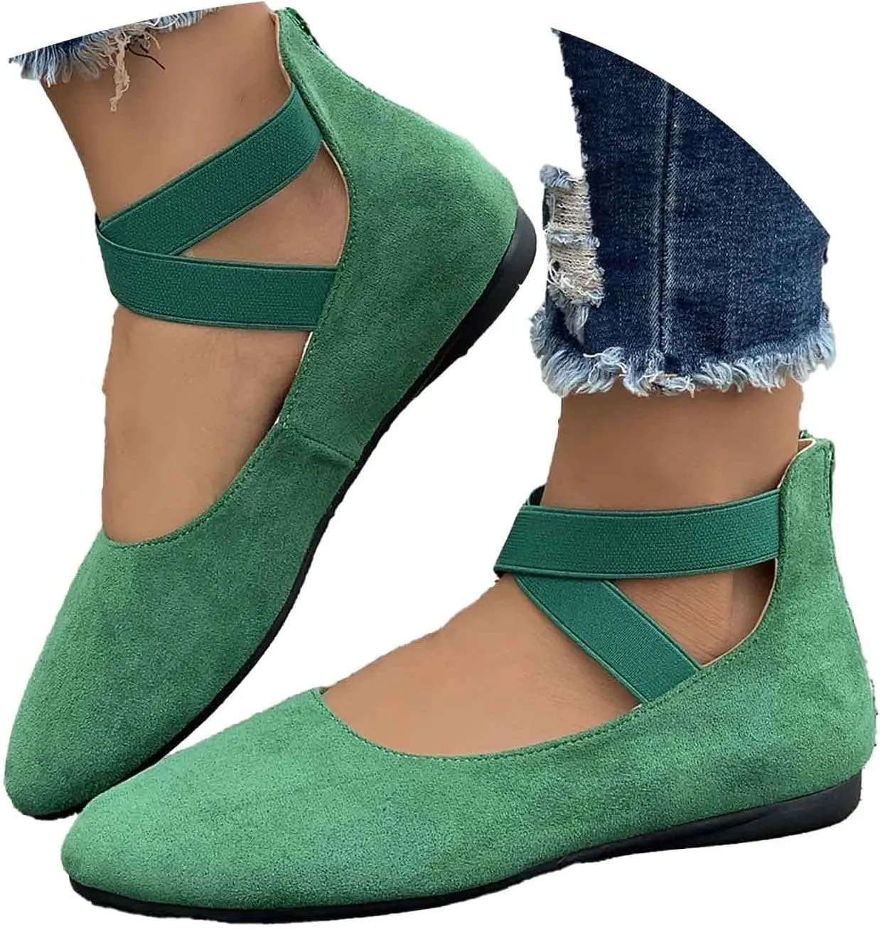 Sandals Women Comfortable Walking Flat Comfortable Sandals Ankle Straps Dressy Closed Toe Business Casual Shoes
