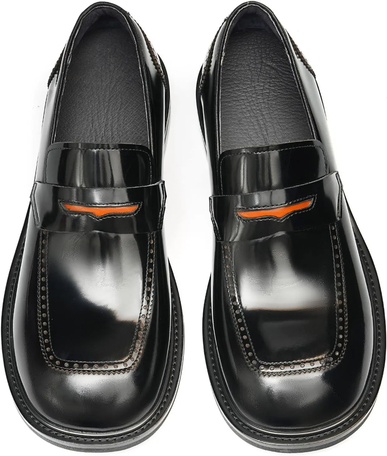 Santimon Men's Dress Loafers Slip-On Shoes - Patent Leather Square Toe Formal Business Casual Shoes for Wedding, Prom, Tuxedo - Comfortable Mocassins