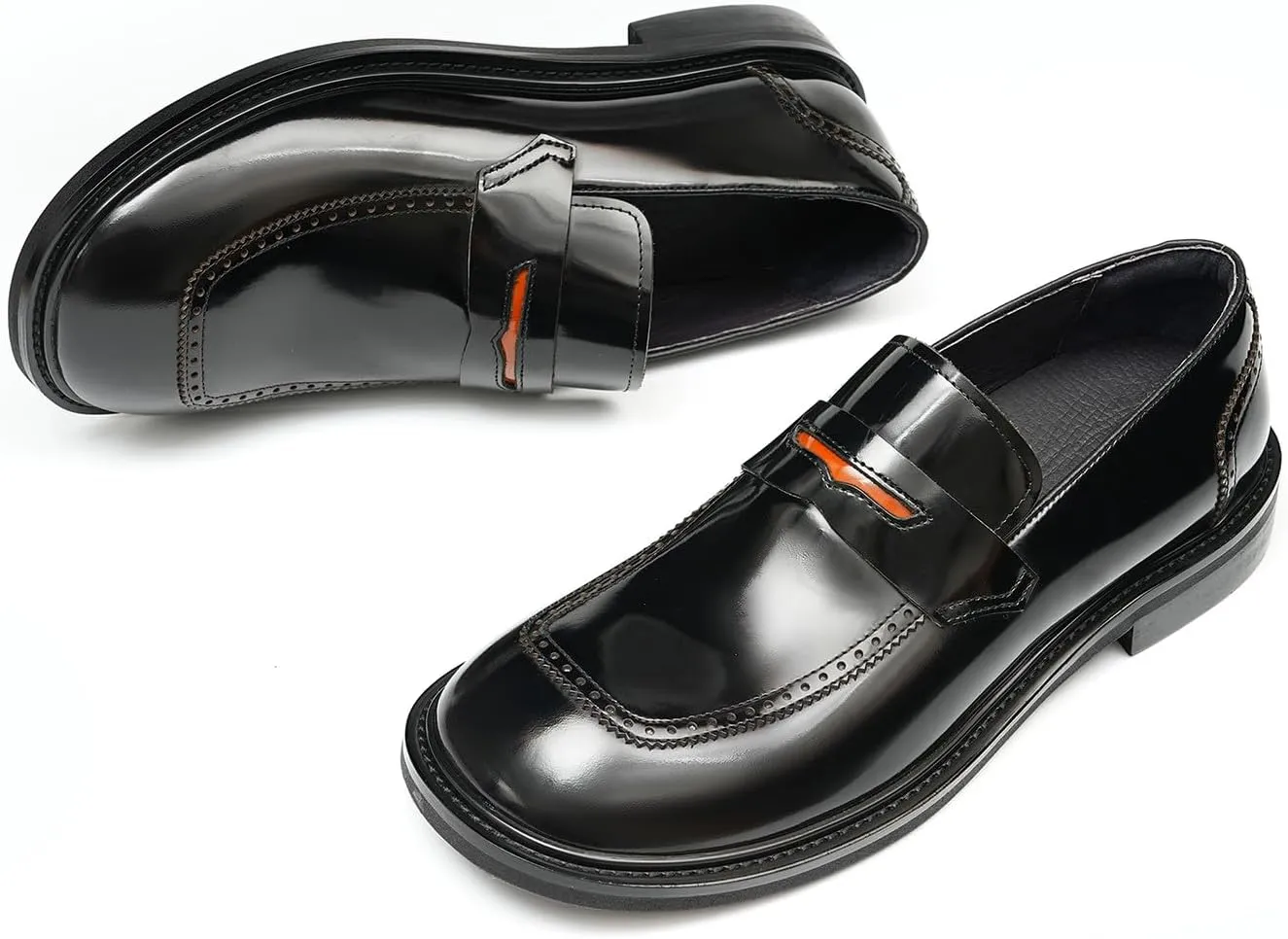 Santimon Men's Dress Loafers Slip-On Shoes - Patent Leather Square Toe Formal Business Casual Shoes for Wedding, Prom, Tuxedo - Comfortable Mocassins