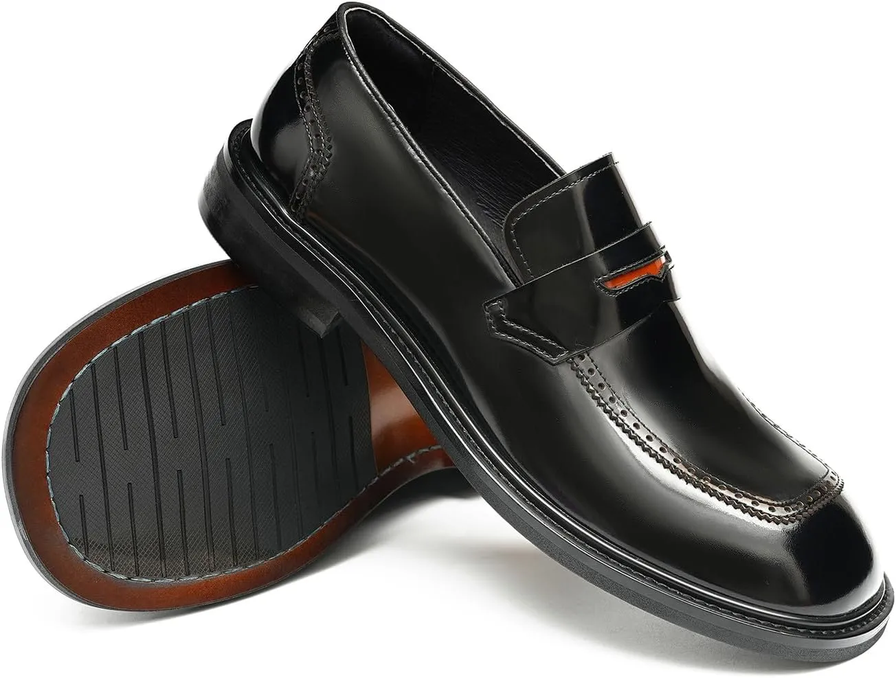 Santimon Men's Dress Loafers Slip-On Shoes - Patent Leather Square Toe Formal Business Casual Shoes for Wedding, Prom, Tuxedo - Comfortable Mocassins