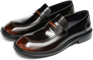 Santimon Men's Dress Loafers Slip-On Shoes - Patent Leather Square Toe Formal Business Casual Shoes for Wedding, Prom, Tuxedo - Comfortable Mocassins