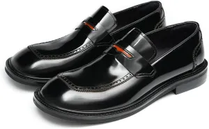 Santimon Men's Dress Loafers Slip-On Shoes - Patent Leather Square Toe Formal Business Casual Shoes for Wedding, Prom, Tuxedo - Comfortable Mocassins