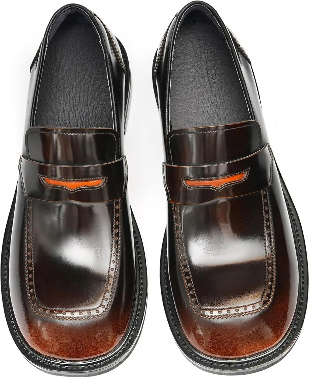 Santimon Men's Dress Loafers Slip-On Shoes - Patent Leather Square Toe Formal Business Casual Shoes for Wedding, Prom, Tuxedo - Comfortable Mocassins