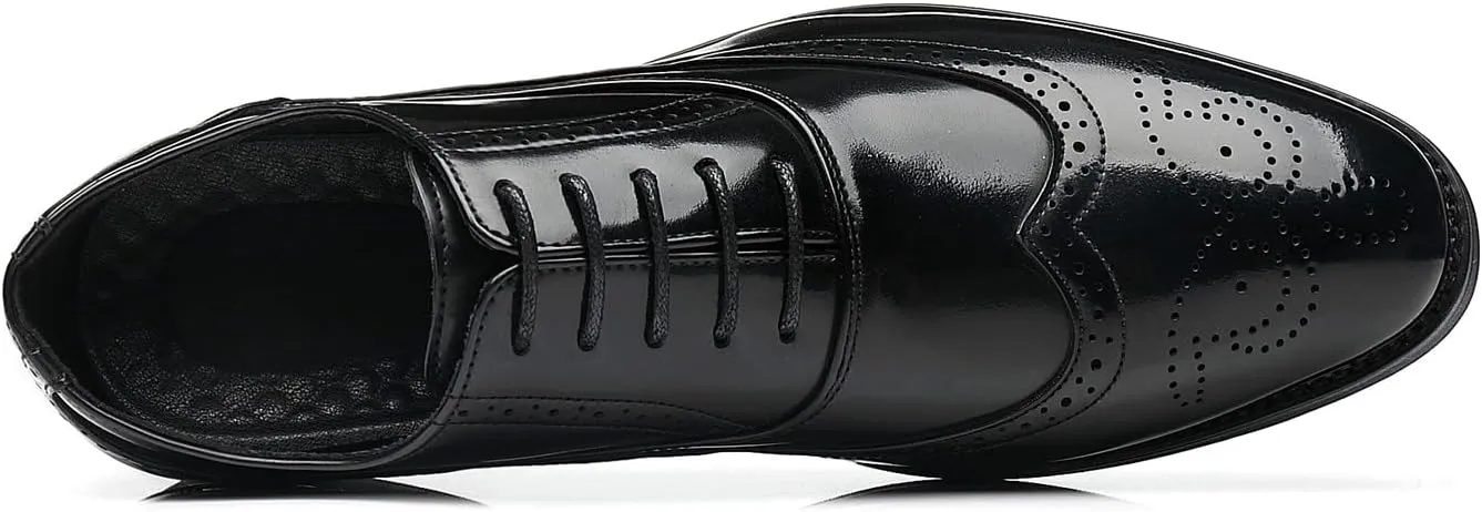 Santimon Men's Dress Oxfords Leather Lined Lace-up Classic Plain Toe Breathable Formal Business Shoes