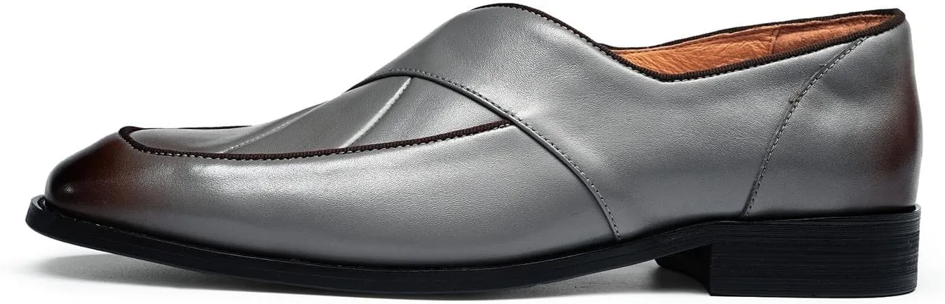 Santimon Mens Dress Penny Loafers Slip-On Shoes - Genuine Leather Formal Business Casual Shoes for Wedding- Fashion Comfortable Prom Mocassins