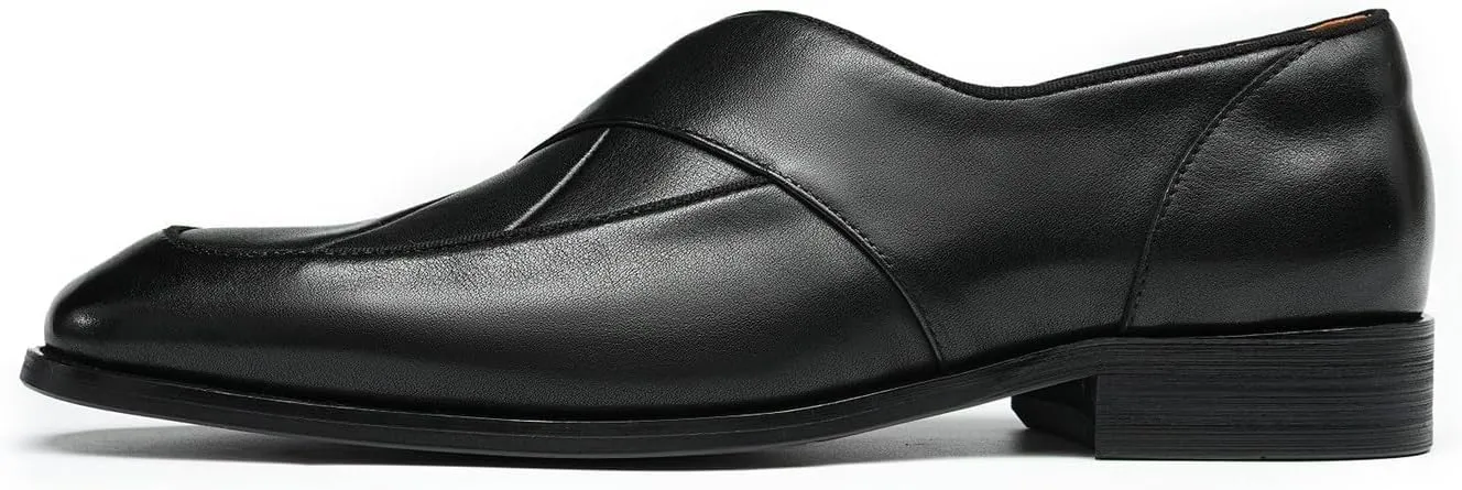 Santimon Mens Dress Penny Loafers Slip-On Shoes - Genuine Leather Formal Business Casual Shoes for Wedding- Fashion Comfortable Prom Mocassins