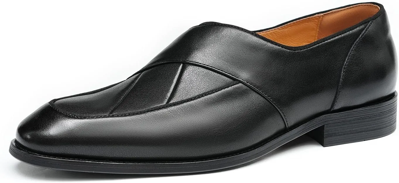 Santimon Mens Dress Penny Loafers Slip-On Shoes - Genuine Leather Formal Business Casual Shoes for Wedding- Fashion Comfortable Prom Mocassins