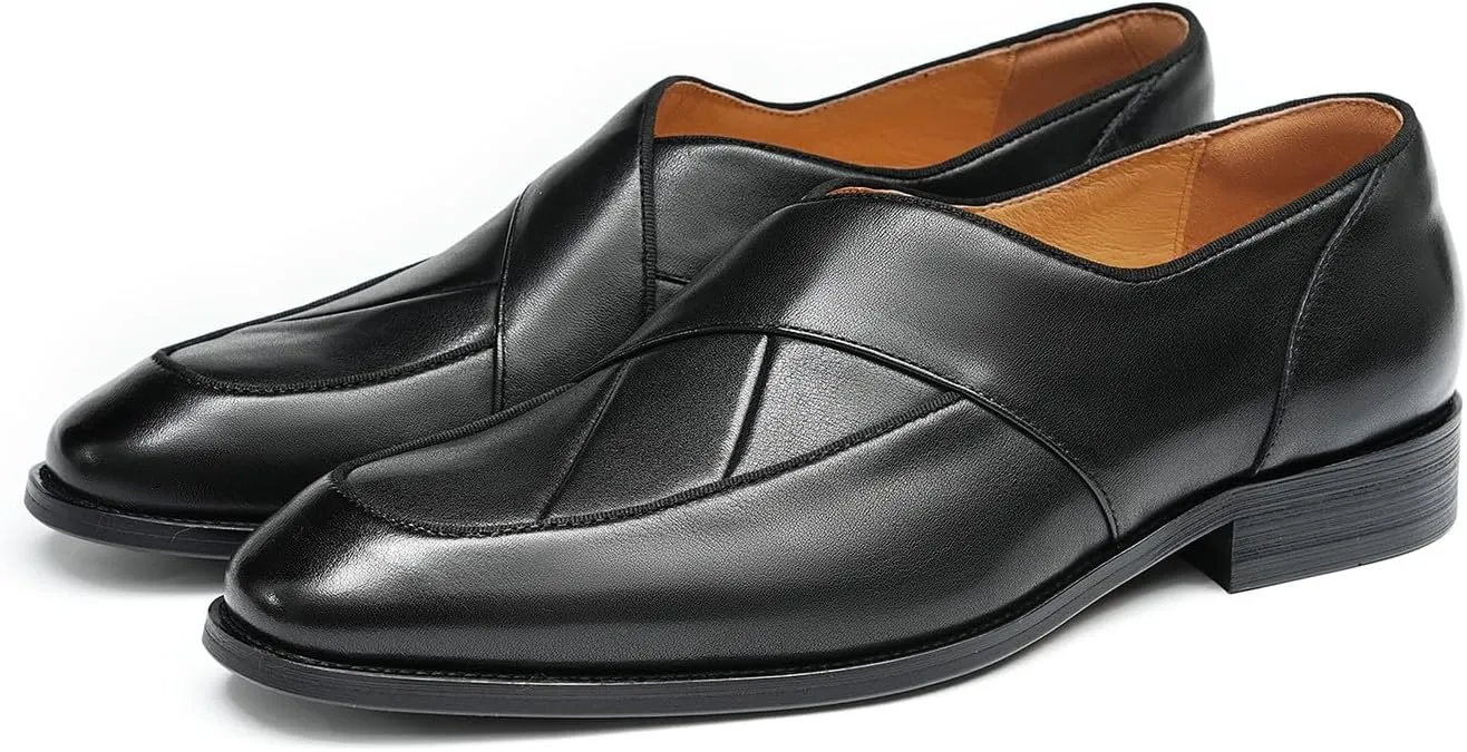 Santimon Mens Dress Penny Loafers Slip-On Shoes - Genuine Leather Formal Business Casual Shoes for Wedding- Fashion Comfortable Prom Mocassins