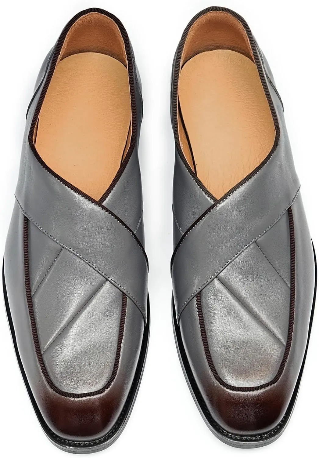 Santimon Mens Dress Penny Loafers Slip-On Shoes - Genuine Leather Formal Business Casual Shoes for Wedding- Fashion Comfortable Prom Mocassins