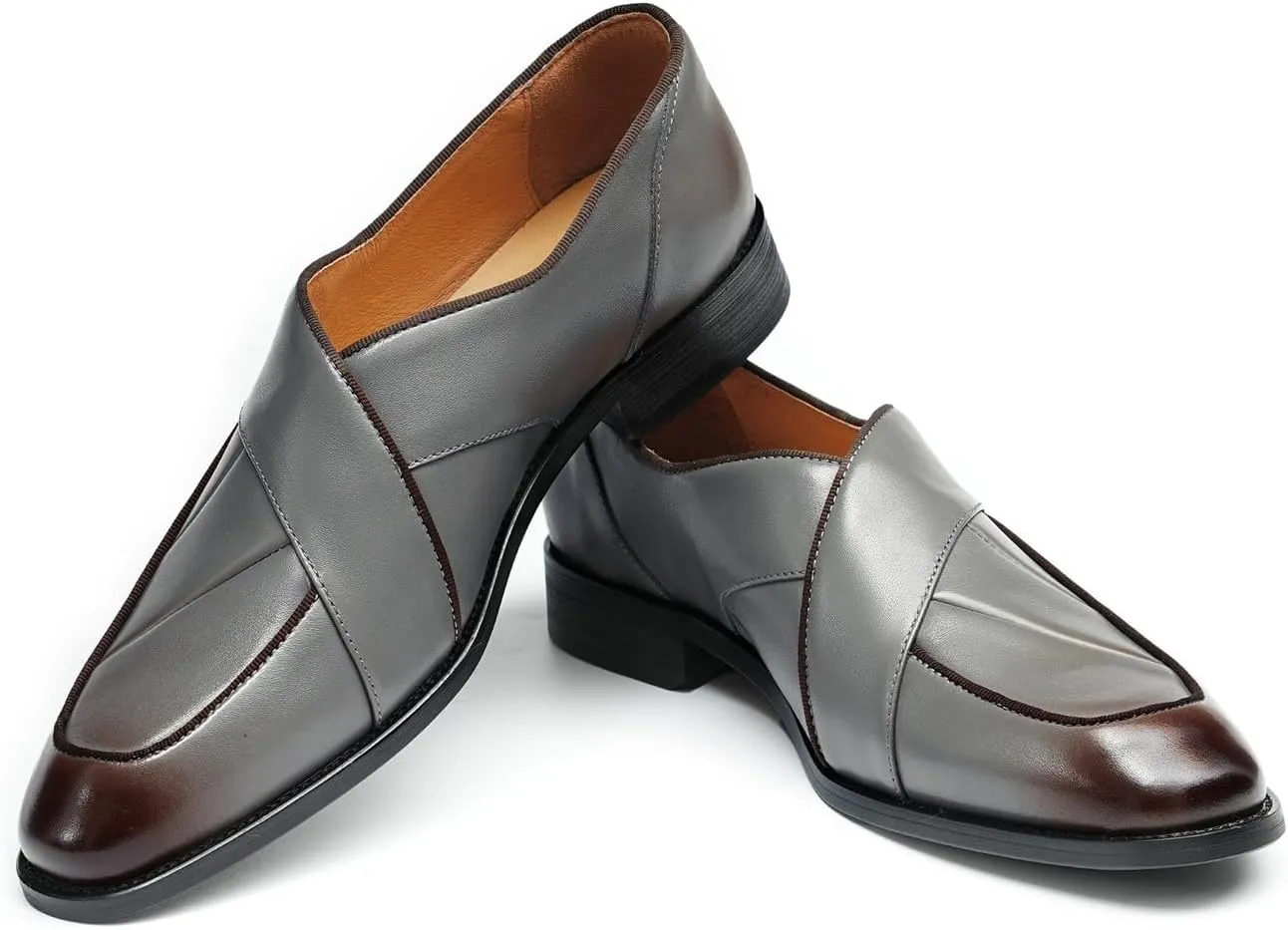 Santimon Mens Dress Penny Loafers Slip-On Shoes - Genuine Leather Formal Business Casual Shoes for Wedding- Fashion Comfortable Prom Mocassins