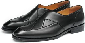 Santimon Mens Dress Penny Loafers Slip-On Shoes - Genuine Leather Formal Business Casual Shoes for Wedding- Fashion Comfortable Prom Mocassins