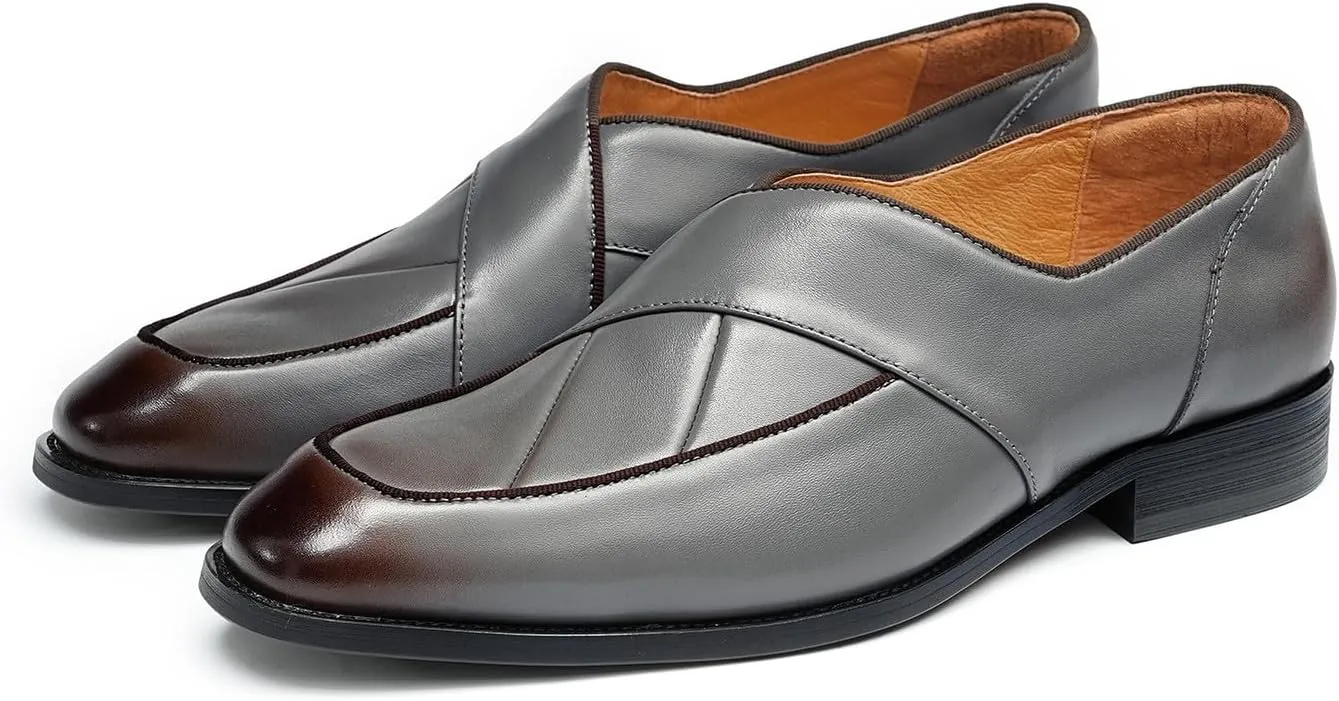 Santimon Mens Dress Penny Loafers Slip-On Shoes - Genuine Leather Formal Business Casual Shoes for Wedding- Fashion Comfortable Prom Mocassins