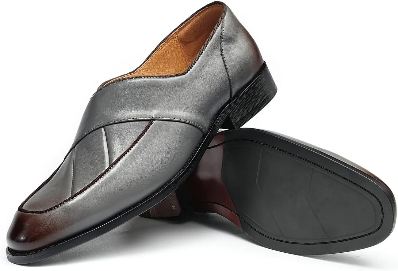 Santimon Mens Dress Penny Loafers Slip-On Shoes - Genuine Leather Formal Business Casual Shoes for Wedding- Fashion Comfortable Prom Mocassins