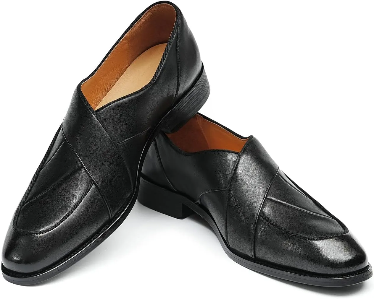 Santimon Mens Dress Penny Loafers Slip-On Shoes - Genuine Leather Formal Business Casual Shoes for Wedding- Fashion Comfortable Prom Mocassins