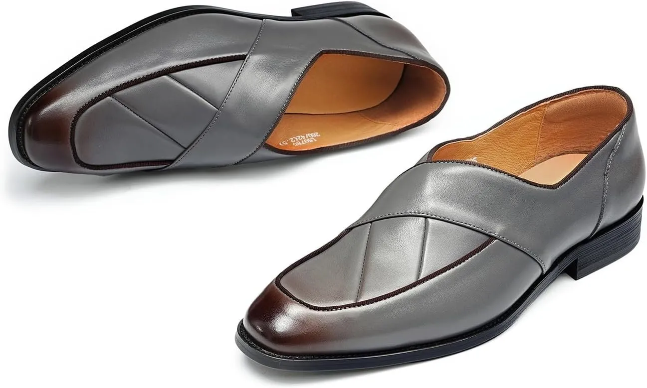 Santimon Mens Dress Penny Loafers Slip-On Shoes - Genuine Leather Formal Business Casual Shoes for Wedding- Fashion Comfortable Prom Mocassins