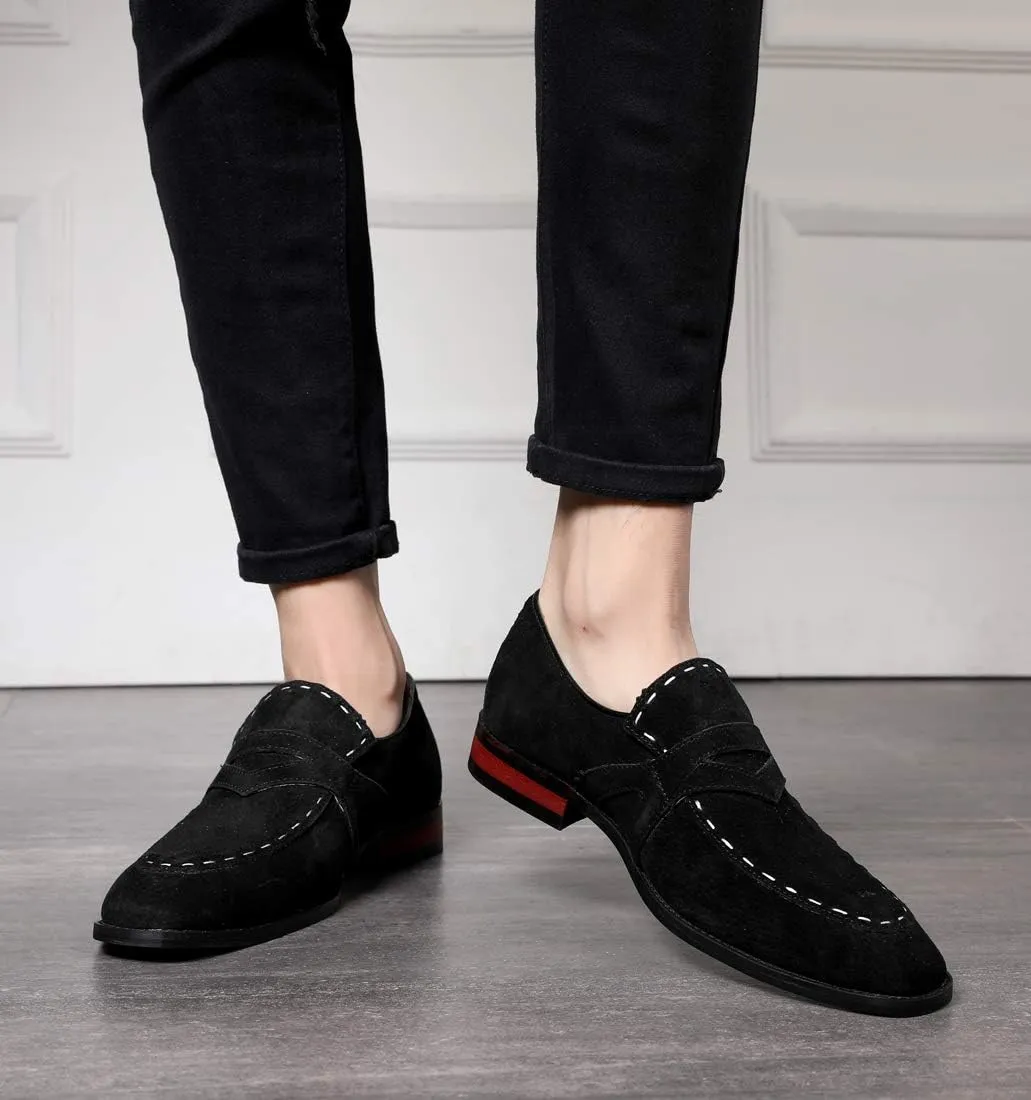 Santimon Mens Dress Shoes Loafers Slip on Driving Shoes Suede Fashion Slipper Casual Comfortable Shoes