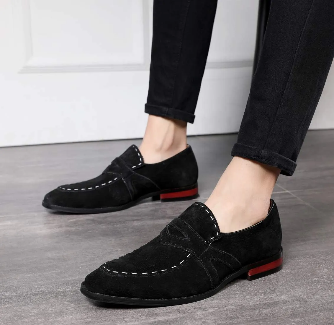 Santimon Mens Dress Shoes Loafers Slip on Driving Shoes Suede Fashion Slipper Casual Comfortable Shoes