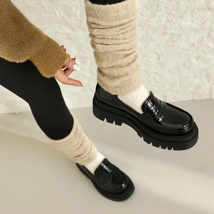 SEIFIN Womens Platform Loafers Chunky Women's Loafers Slip-on Fashion Penny Close Round Toe Comfort Chunky Heel Business Casual Shoes Dressy Office Work