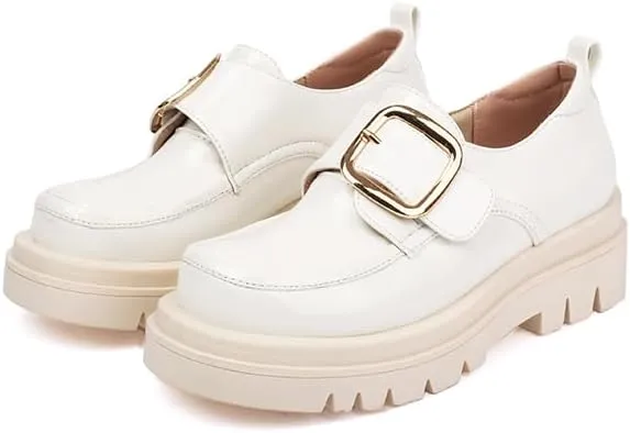 SEIFIN Womens Platform Loafers Chunky Women's Loafers Slip-on Fashion Penny Close Round Toe Comfort Chunky Heel Business Casual Shoes Dressy Office Work