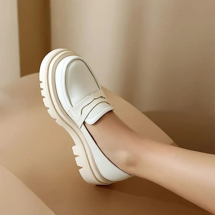 SEIFIN Womens Platform Loafers Chunky Women's Loafers Slip-on Fashion Penny Close Round Toe Comfort Chunky Heel Business Casual Shoes Dressy Office Work