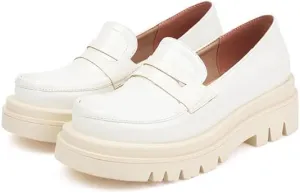 SEIFIN Womens Platform Loafers Chunky Women's Loafers Slip-on Fashion Penny Close Round Toe Comfort Chunky Heel Business Casual Shoes Dressy Office Work