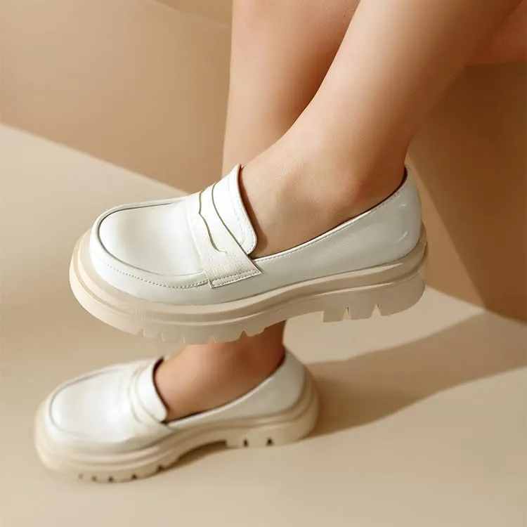 SEIFIN Womens Platform Loafers Chunky Women's Loafers Slip-on Fashion Penny Close Round Toe Comfort Chunky Heel Business Casual Shoes Dressy Office Work