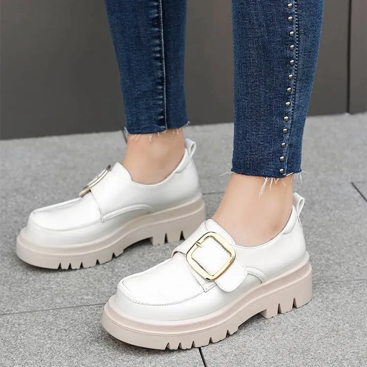 SEIFIN Womens Platform Loafers Chunky Women's Loafers Slip-on Fashion Penny Close Round Toe Comfort Chunky Heel Business Casual Shoes Dressy Office Work