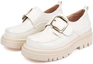 SEIFIN Womens Platform Loafers Chunky Women's Loafers Slip-on Fashion Penny Close Round Toe Comfort Chunky Heel Business Casual Shoes Dressy Office Work