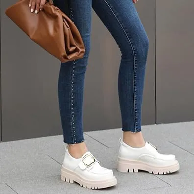 SEIFIN Womens Platform Loafers Chunky Women's Loafers Slip-on Fashion Penny Close Round Toe Comfort Chunky Heel Business Casual Shoes Dressy Office Work