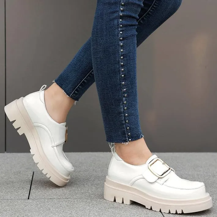 SEIFIN Womens Platform Loafers Chunky Women's Loafers Slip-on Fashion Penny Close Round Toe Comfort Chunky Heel Business Casual Shoes Dressy Office Work