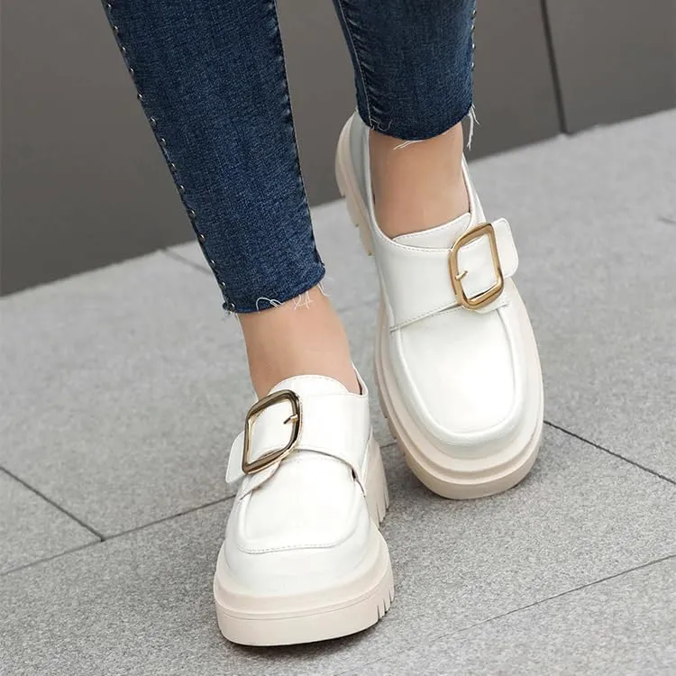 SEIFIN Womens Platform Loafers Chunky Women's Loafers Slip-on Fashion Penny Close Round Toe Comfort Chunky Heel Business Casual Shoes Dressy Office Work