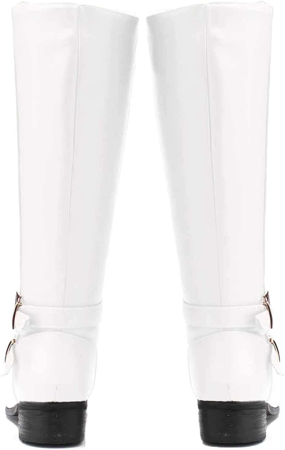 SHODENSE Women Buckled Knee High Riding Boots Flat Heel Round Toe Zipper Under The Knee Boots Low Chunky Heels Vintage Matte Leather Slouch Long Boots Stretch Wide Calf Comfy 4-11 M US