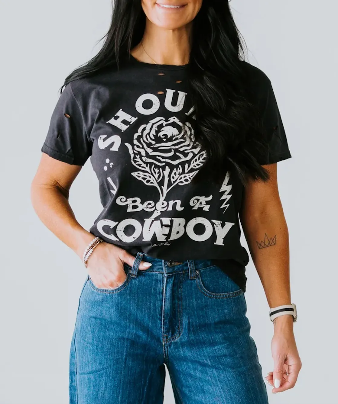 Shoulda Been A Cowboy Distressed T-shirt