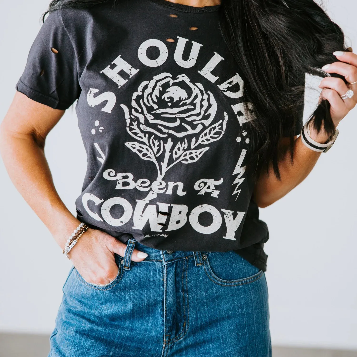 Shoulda Been A Cowboy Distressed T-shirt