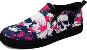 Skull Canvas Shoes Slip On Fashion Sneakers Low Top Casual Shoes Non Slip Loafers