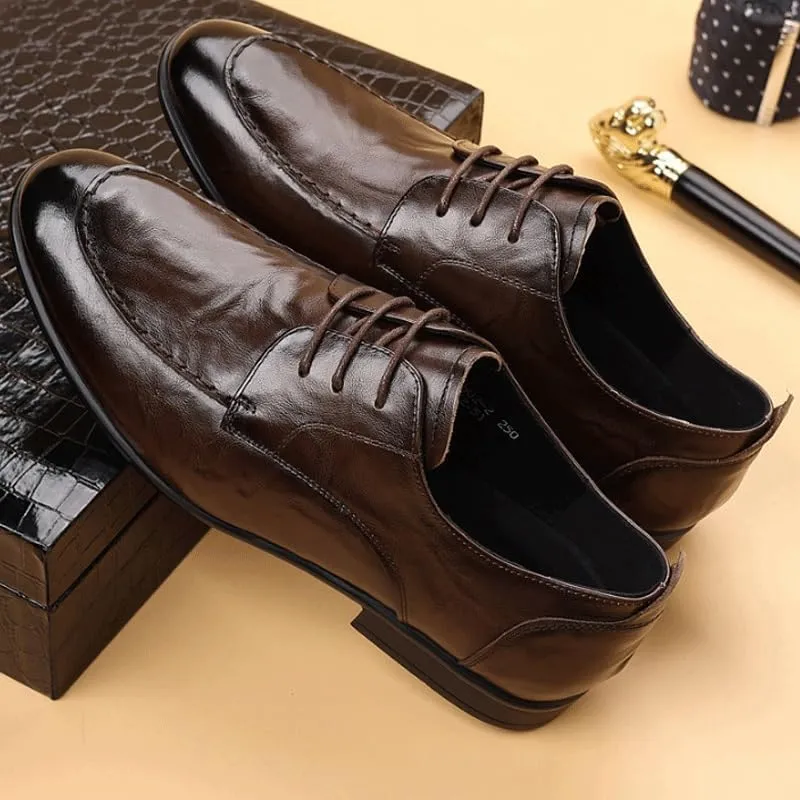 Slip On Pointed Toe Derbys Classic Formal Business Shoes for Driving Walking Wedding Outdoor Indoor Size