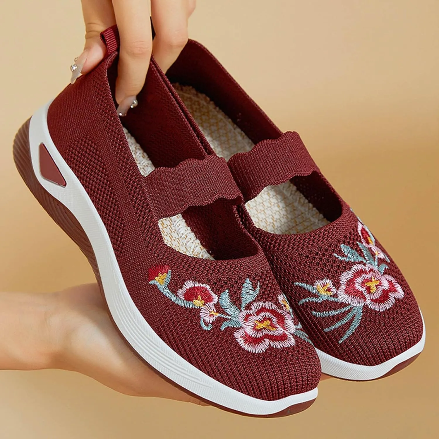 Slip On Shoes for Women Fashion Printed Labor Work Shoes Hook and Loop Strap Walking Shoes Arch Support Shoes
